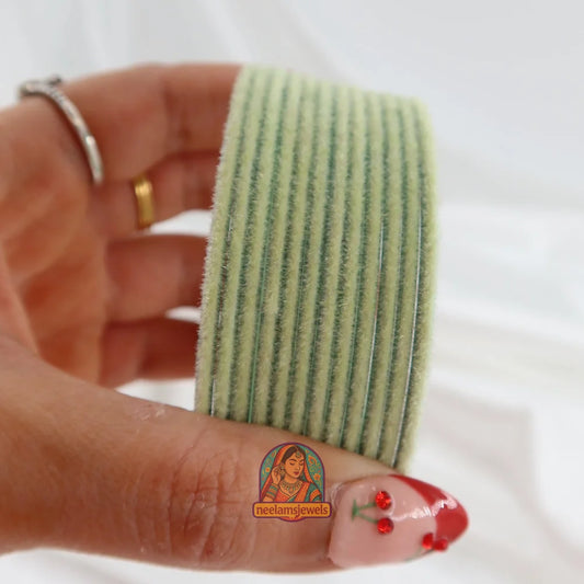 ’Pista Green’ Velvet Bangle Set
