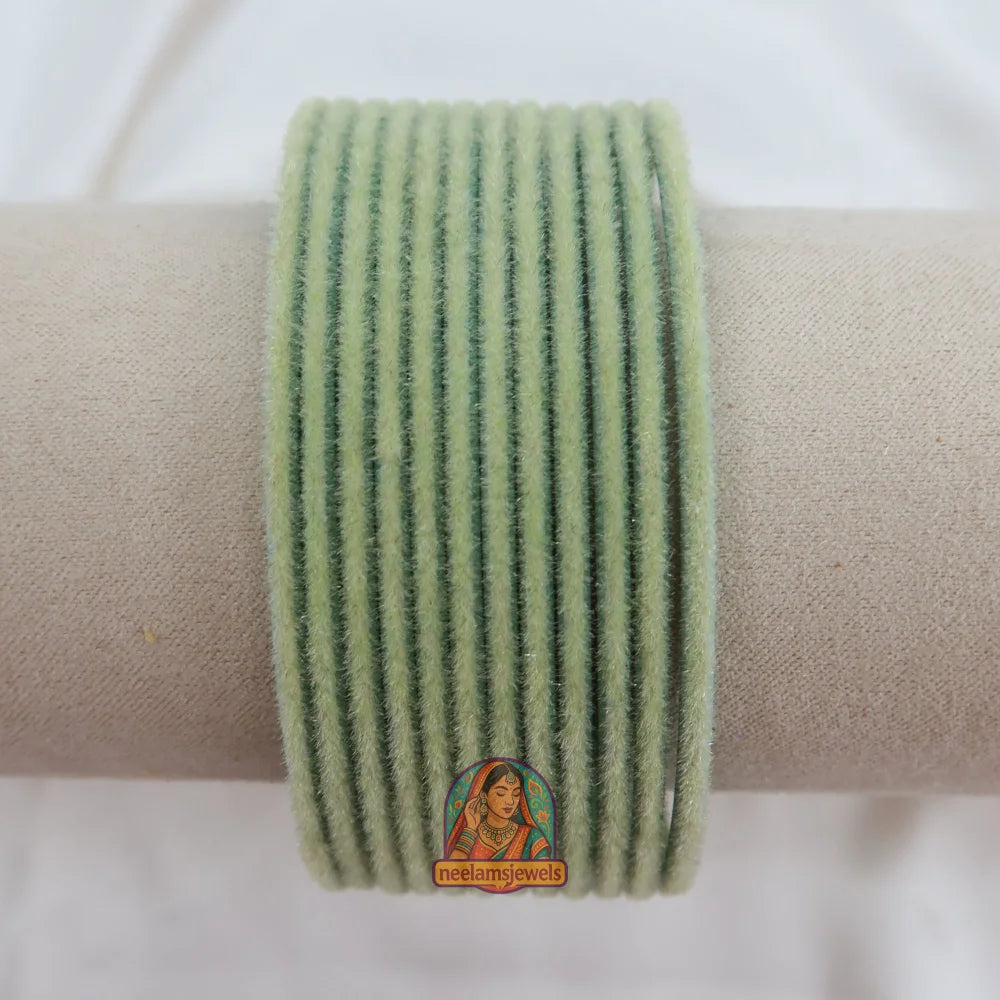 ’Pista Green’ Velvet Bangle Set