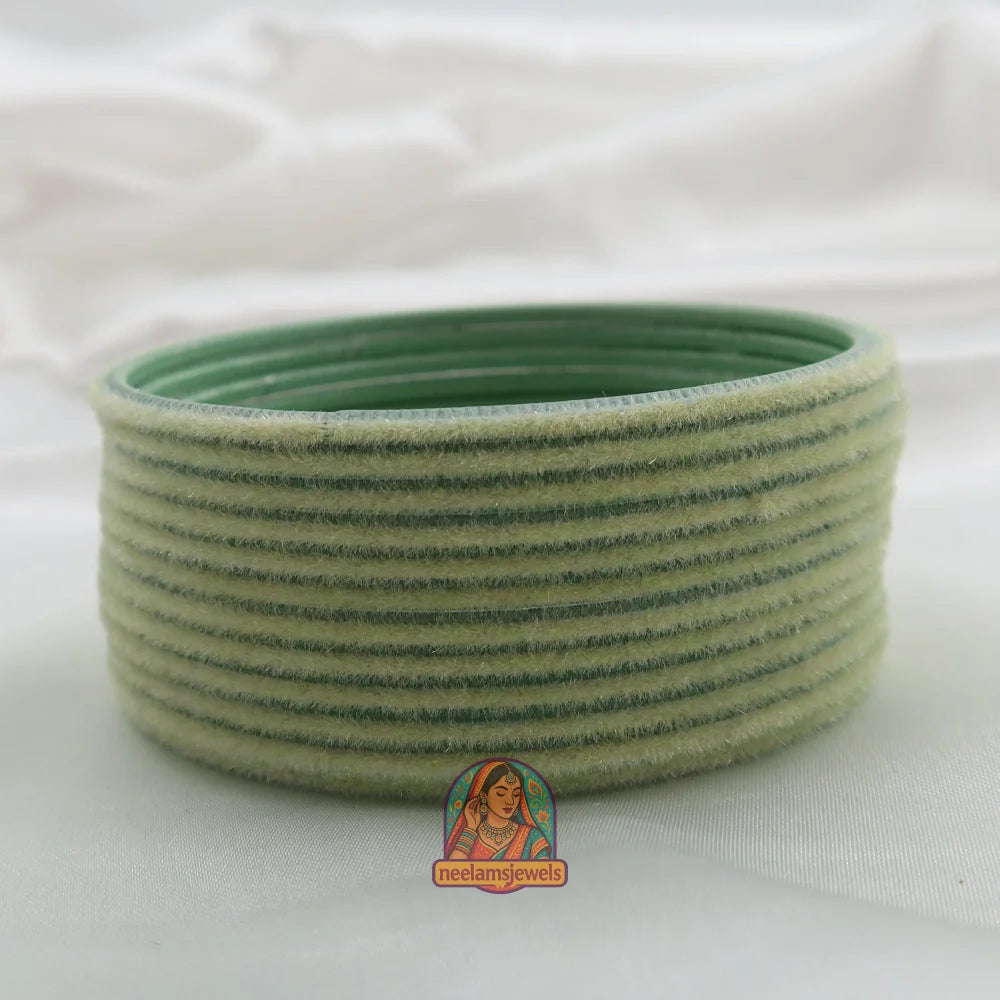 ’Pista Green’ Velvet Bangle Set