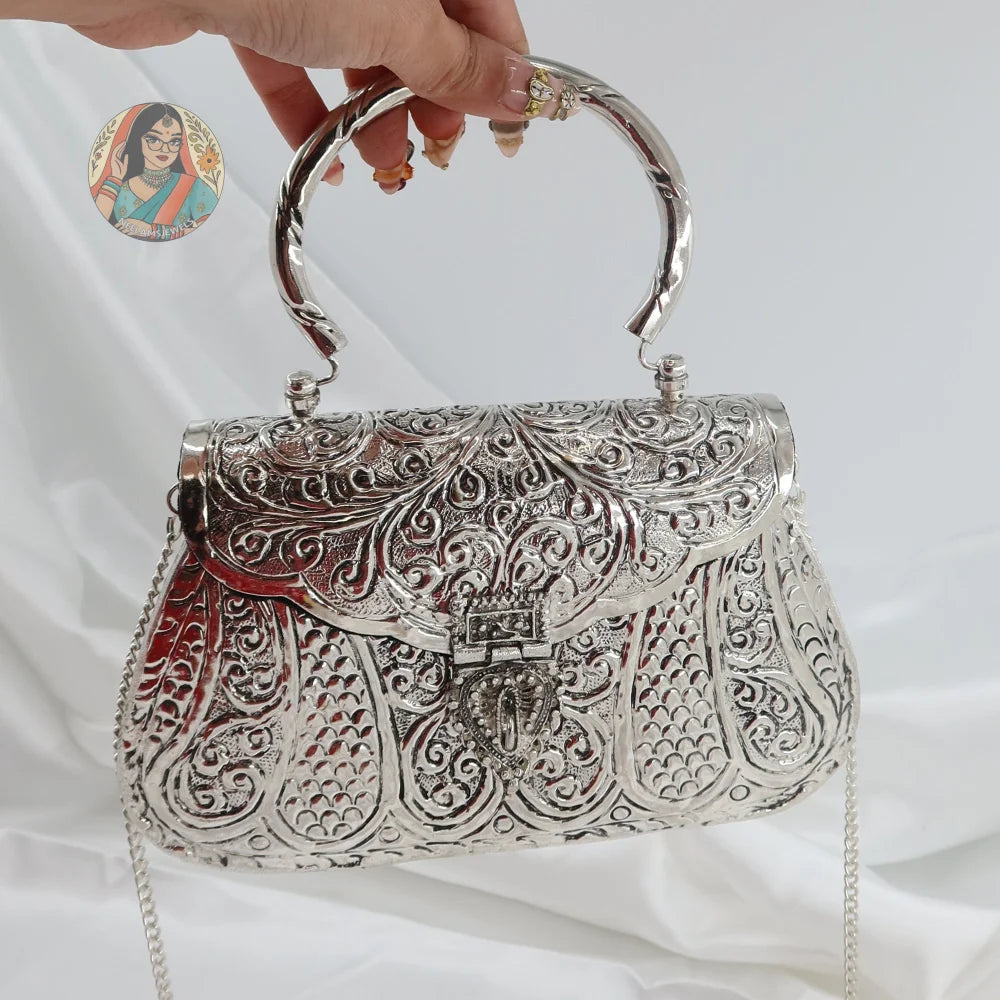 Piya - Silver Metal Handbag