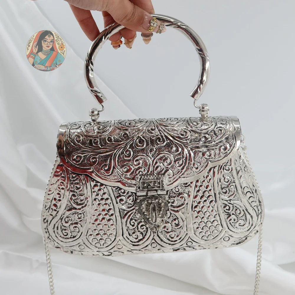 Piya - Silver Metal Handbag