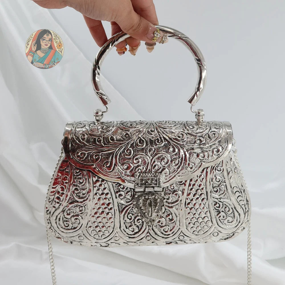 Piya - Silver Metal Handbag