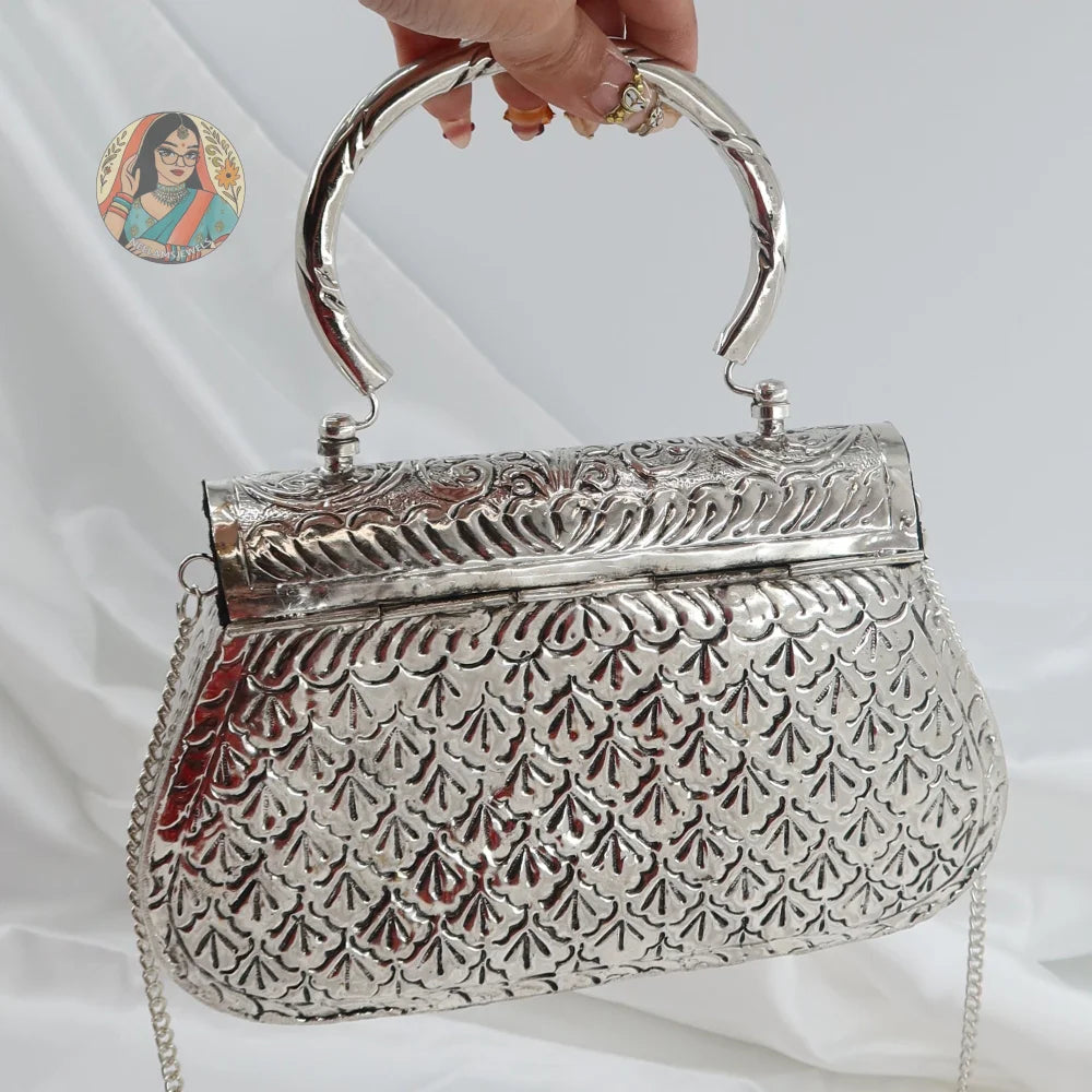 Piya - Silver Metal Handbag