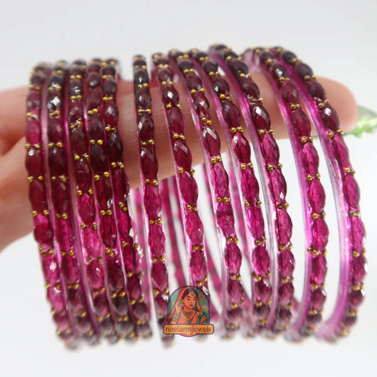 ’Plum’ Glass Bangle Set