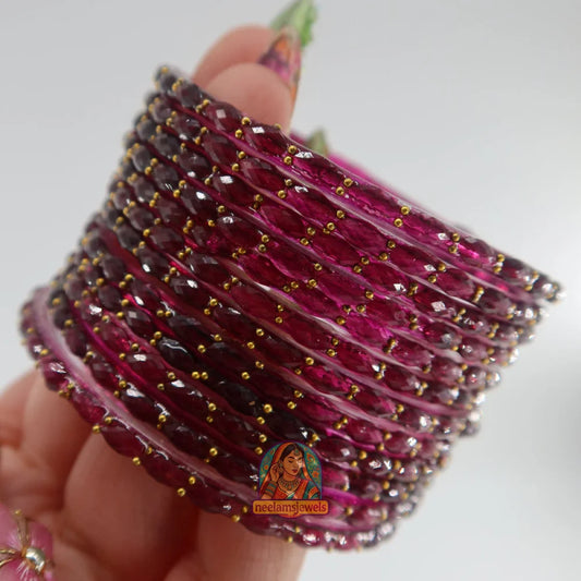 ’Plum’ Glass Bangle Set