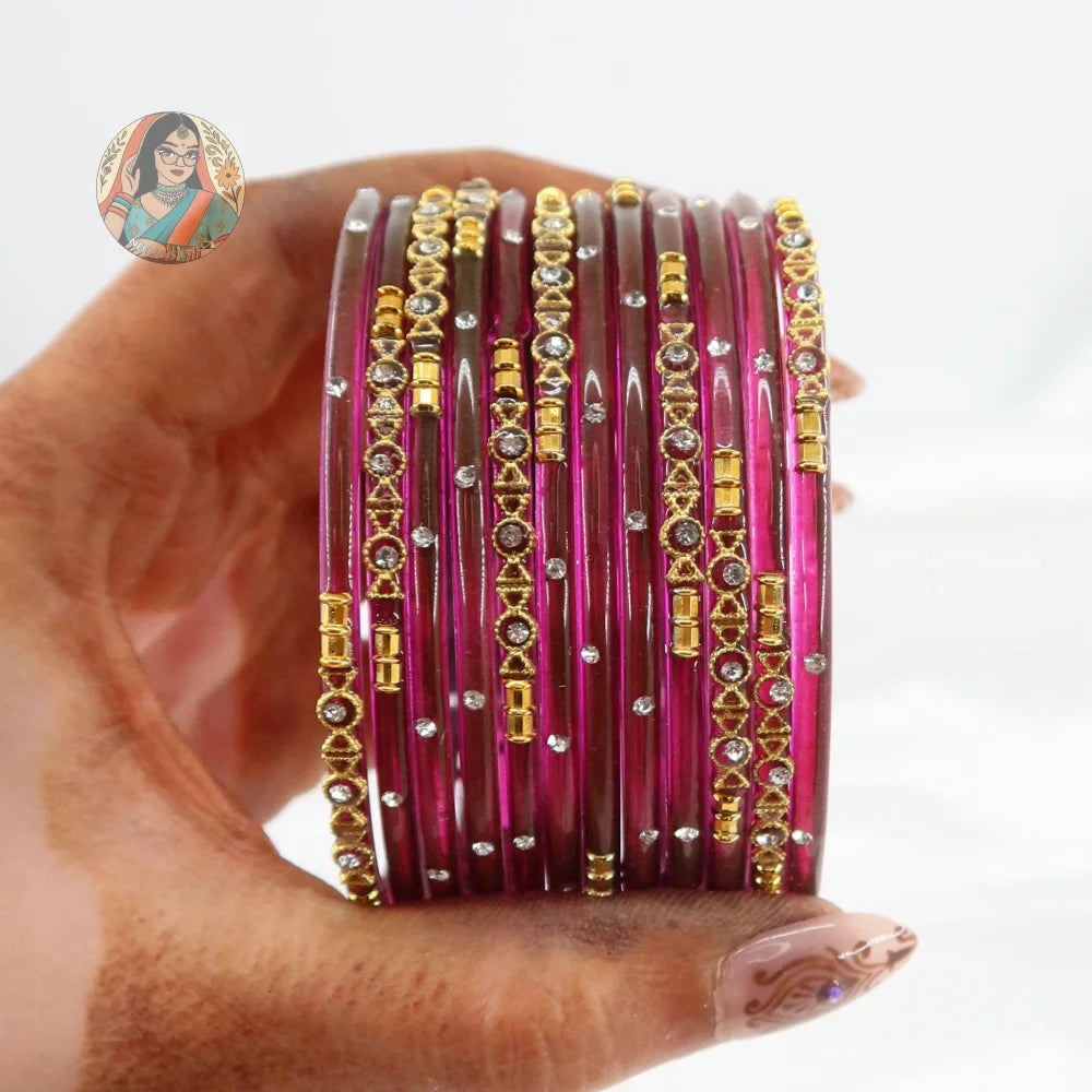 ’Plum’ Mehwish Glass Bangle Set
