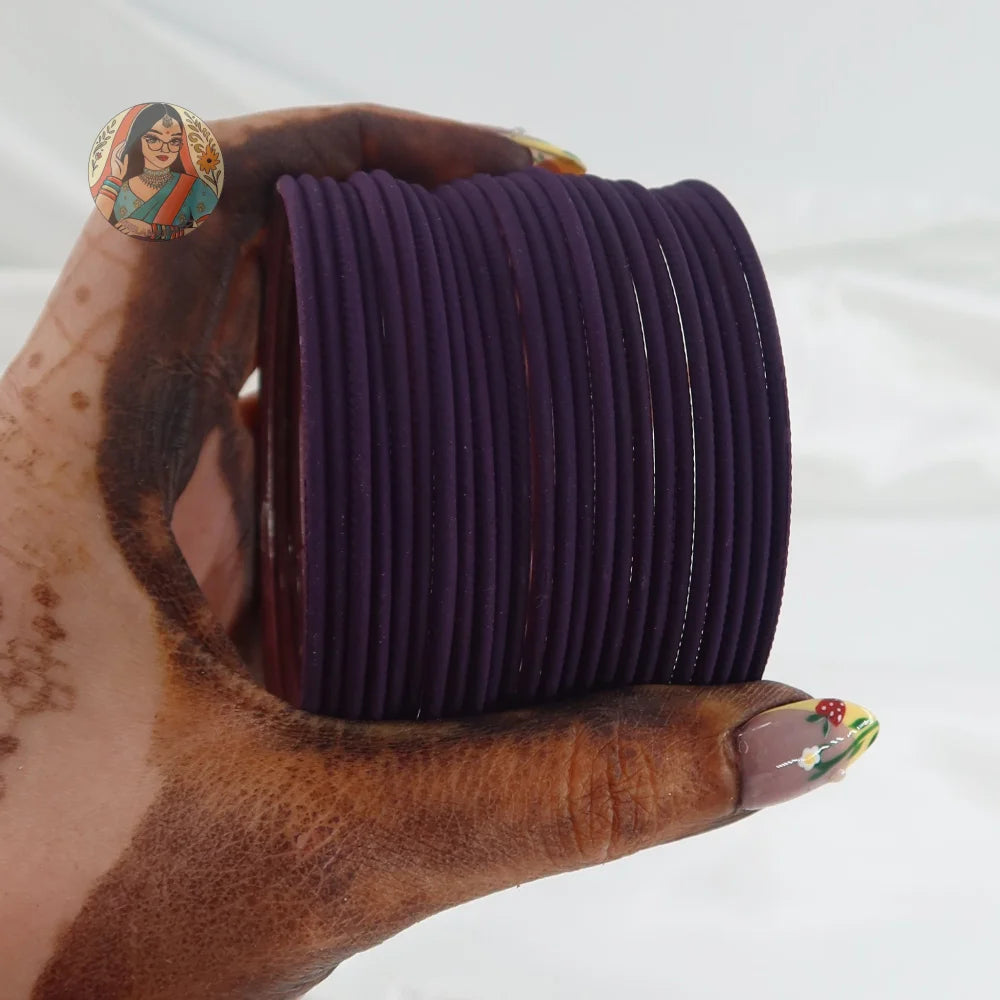 ’Plum’ Plain Matte Bangle Set