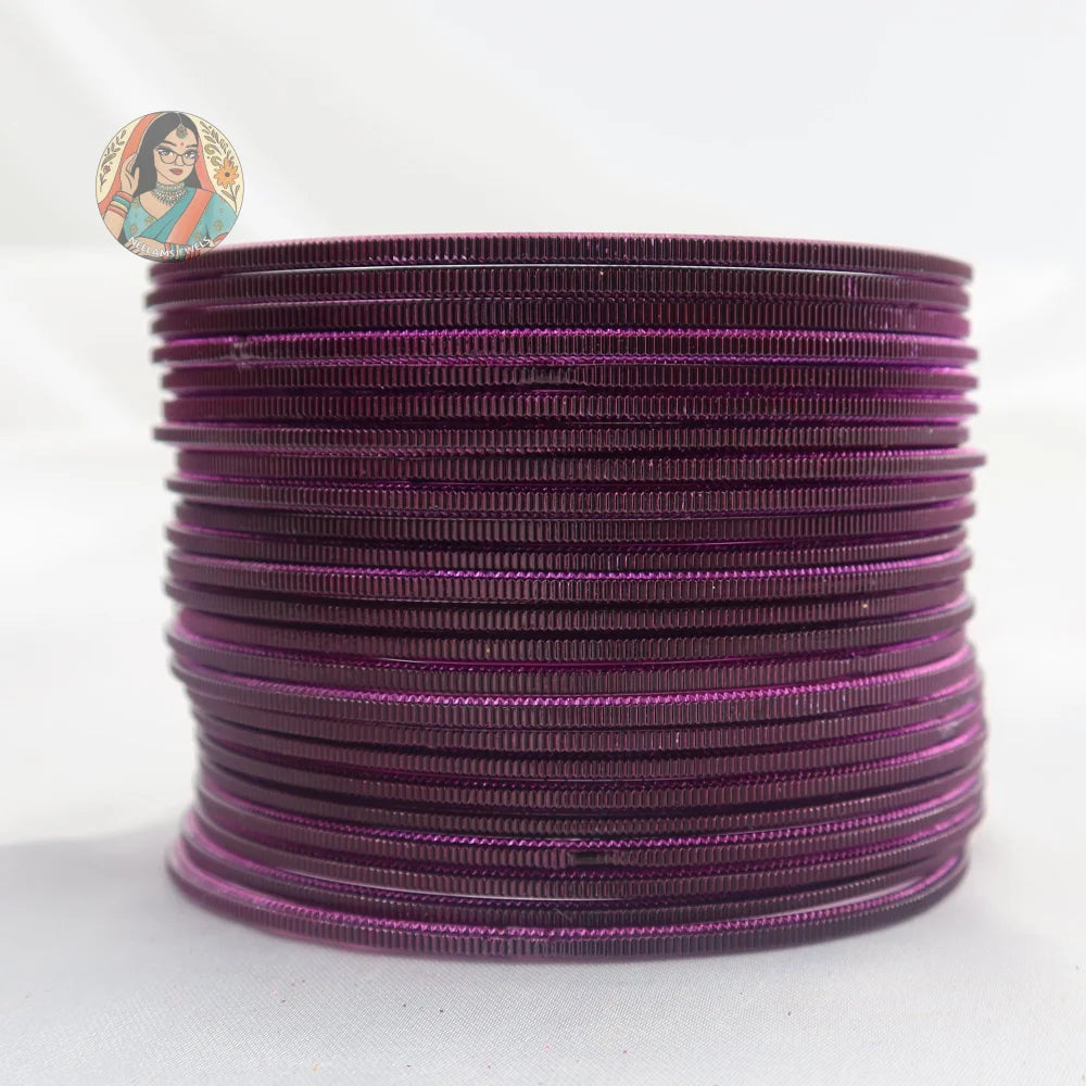 ’Plum’ Shiny Plain Bangle Set