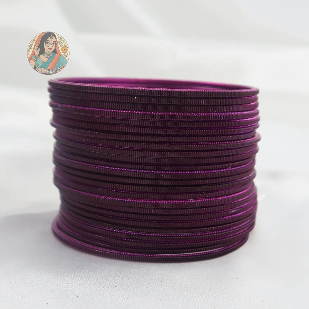 ’Plum’ Shiny Plain Bangle Set