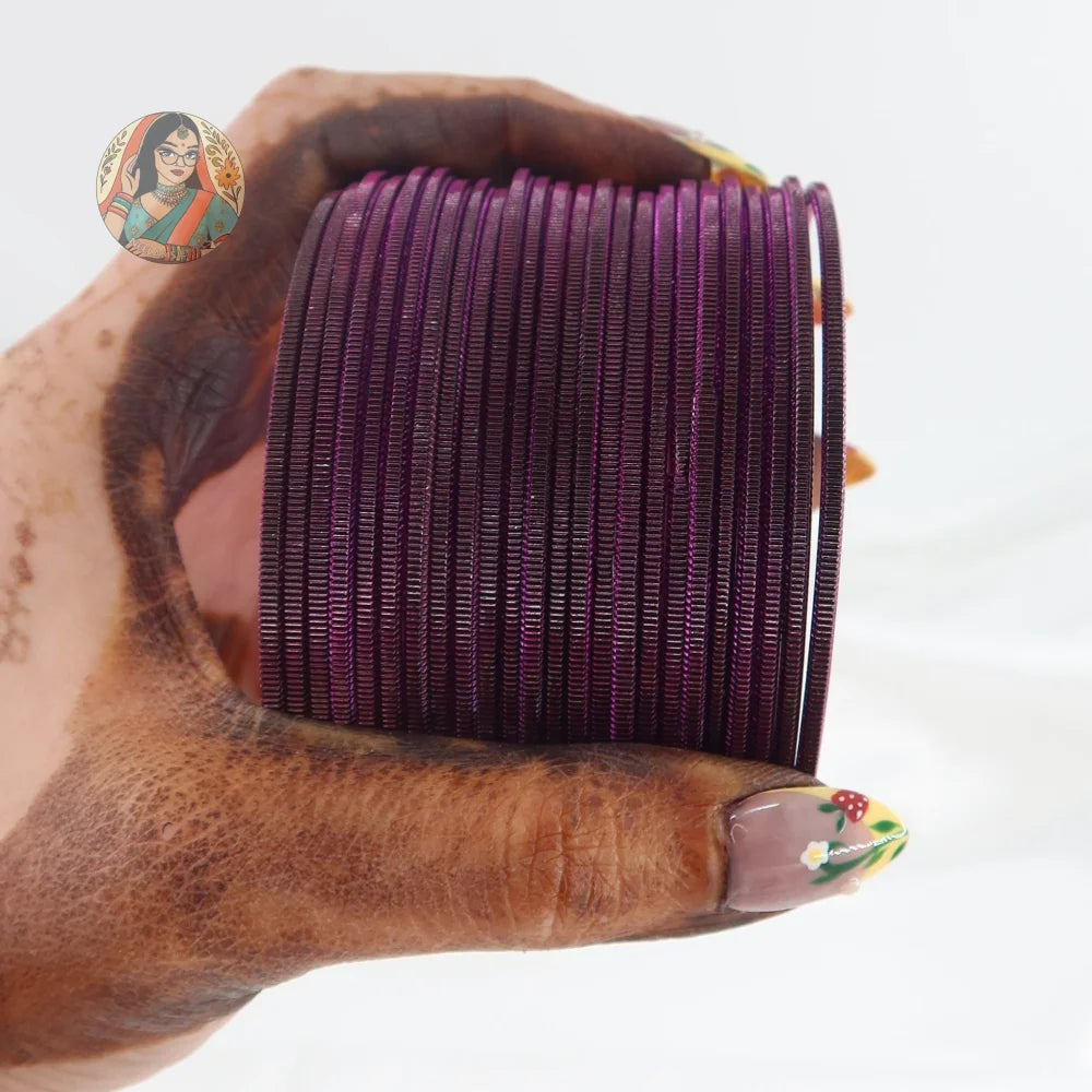 ’Plum’ Shiny Plain Bangle Set