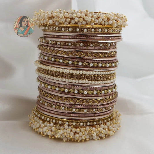 Preet Bangle Set: Baby Pink