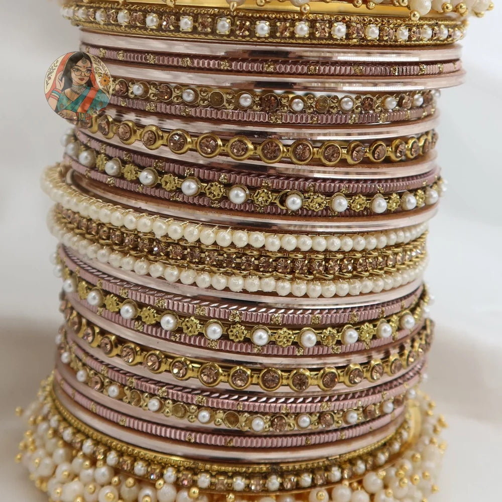 Preet Bangle Set: Baby Pink