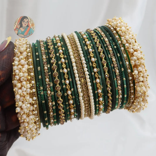 Preet Bangle Set: Forest Green