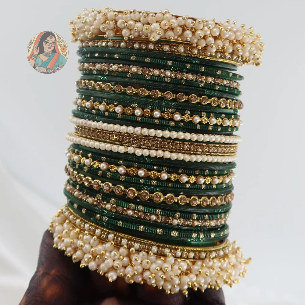 Preet Bangle Set: Forest Green