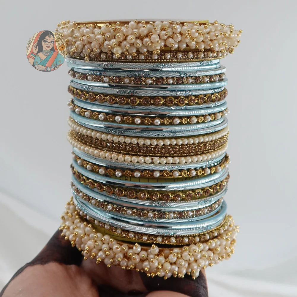 Preet Bangle Set: Icy Blue