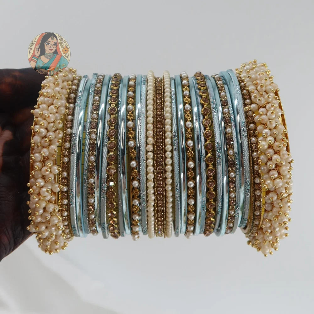 Preet Bangle Set: Icy Blue