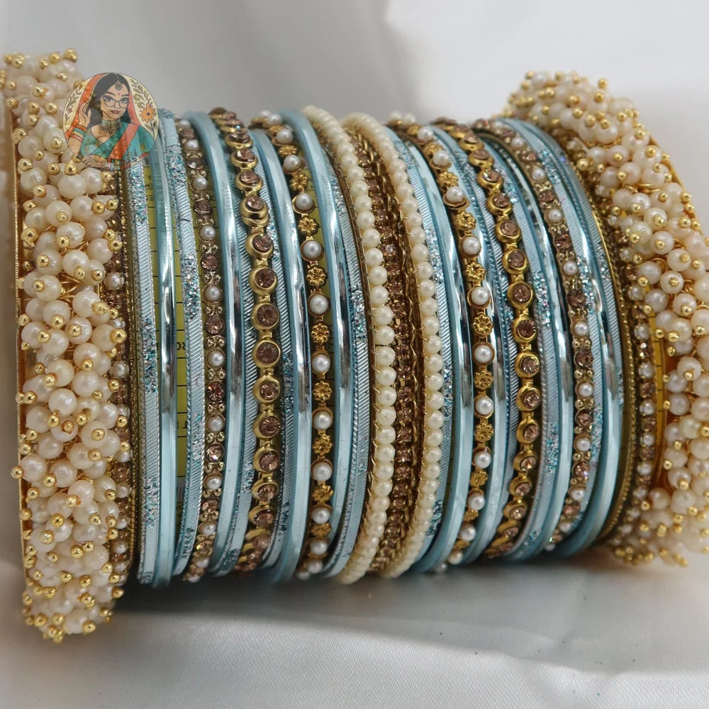 Preet Bangle Set: Icy Blue