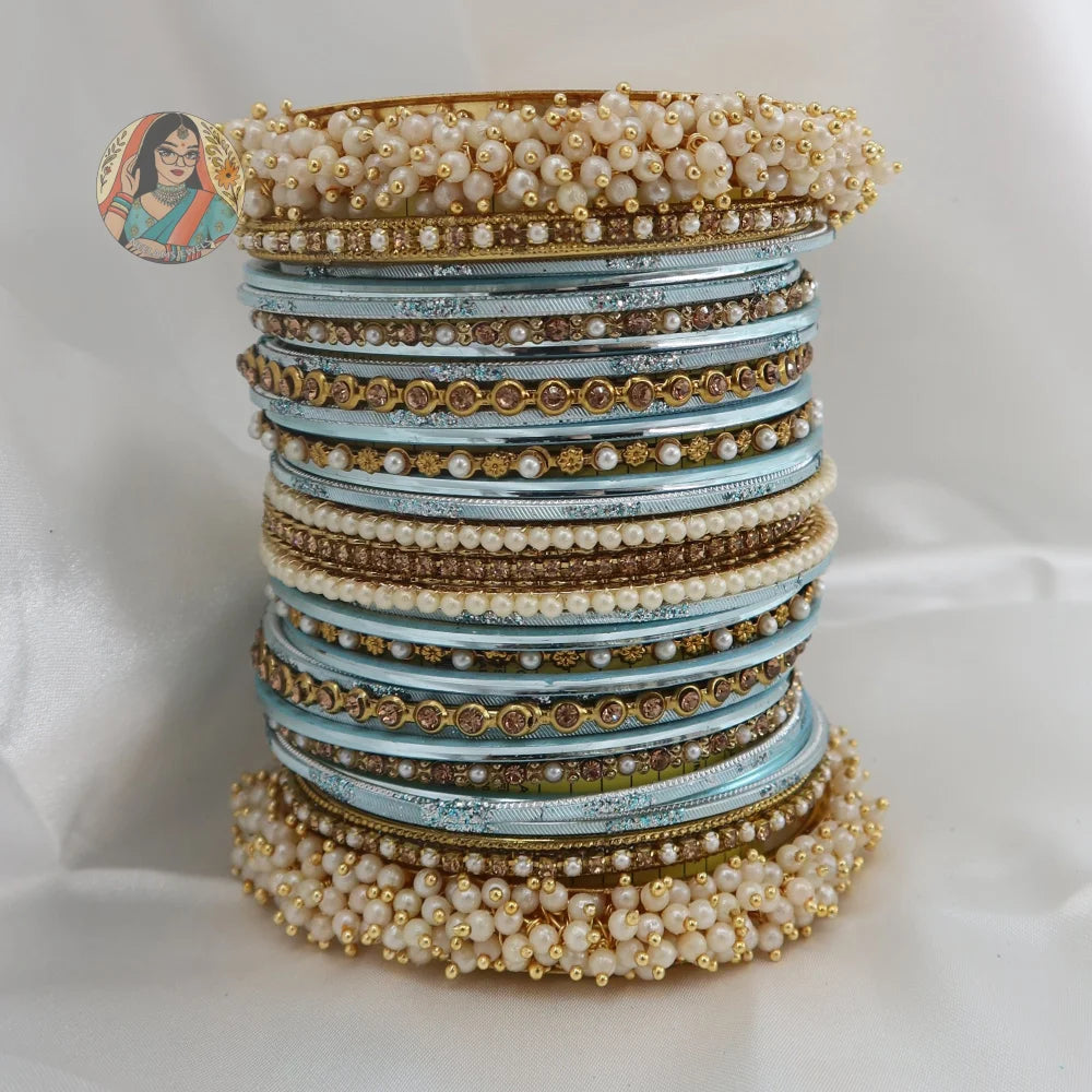 Preet Bangle Set: Icy Blue