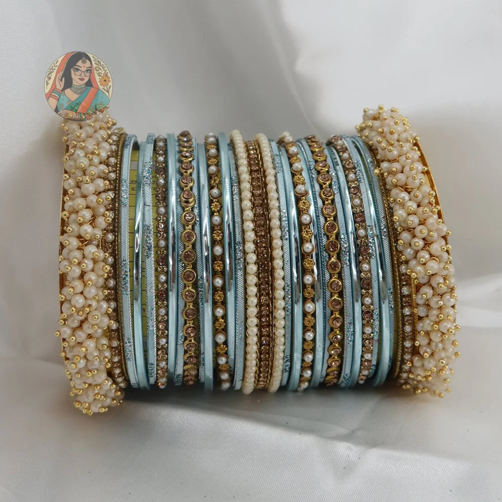 Preet Bangle Set: Icy Blue