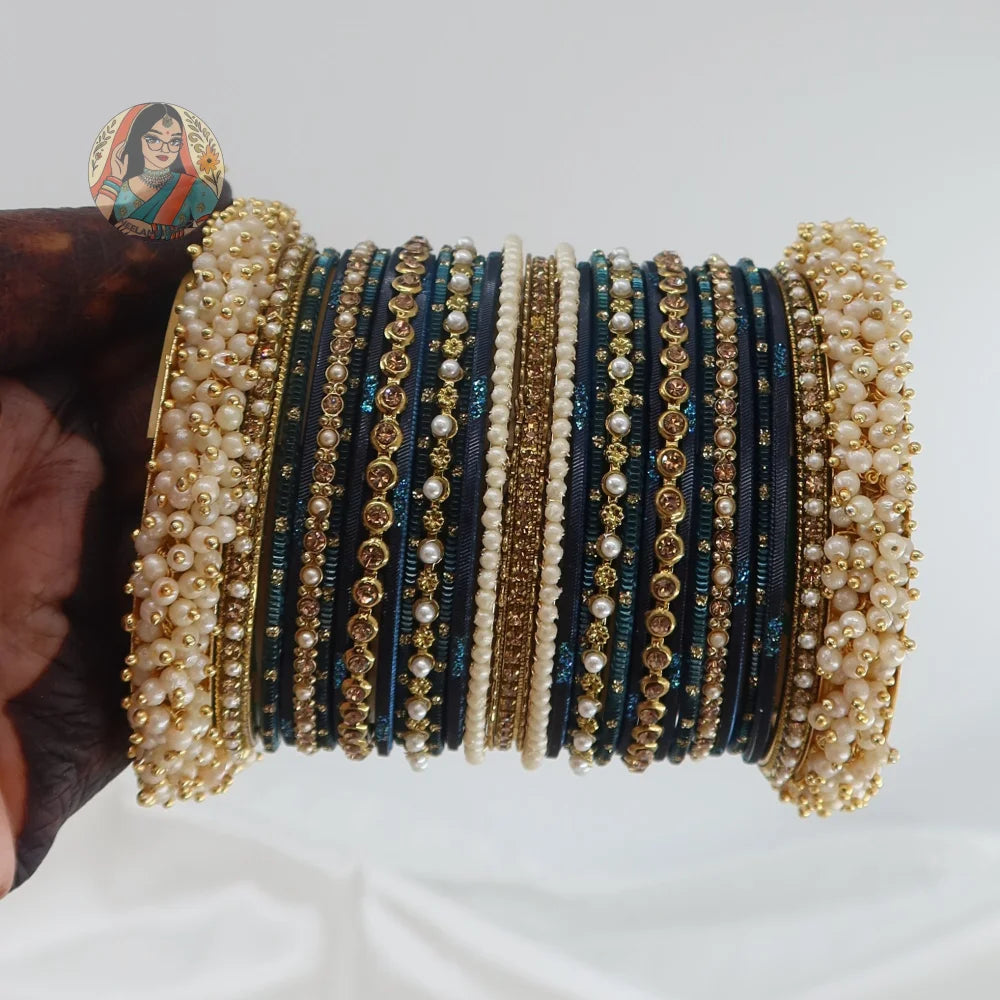 Preet Bangle Set: Midnight Blue