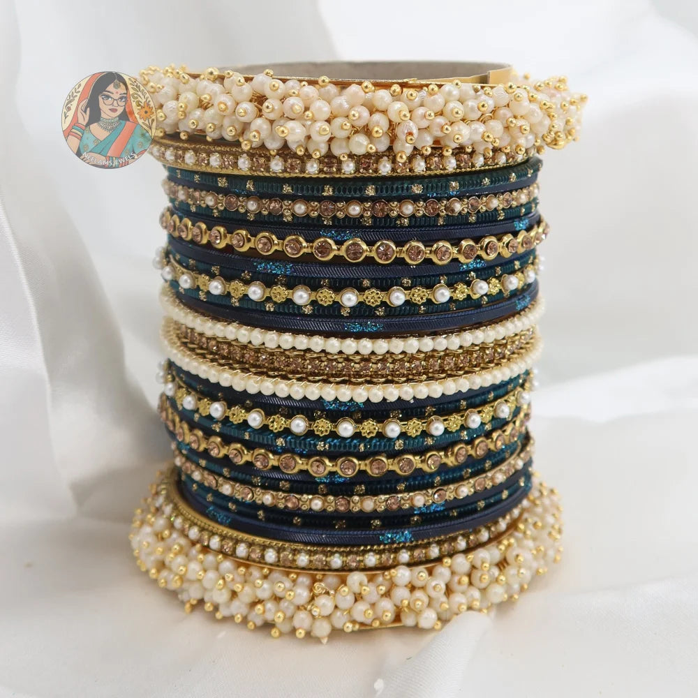 Preet Bangle Set: Midnight Blue