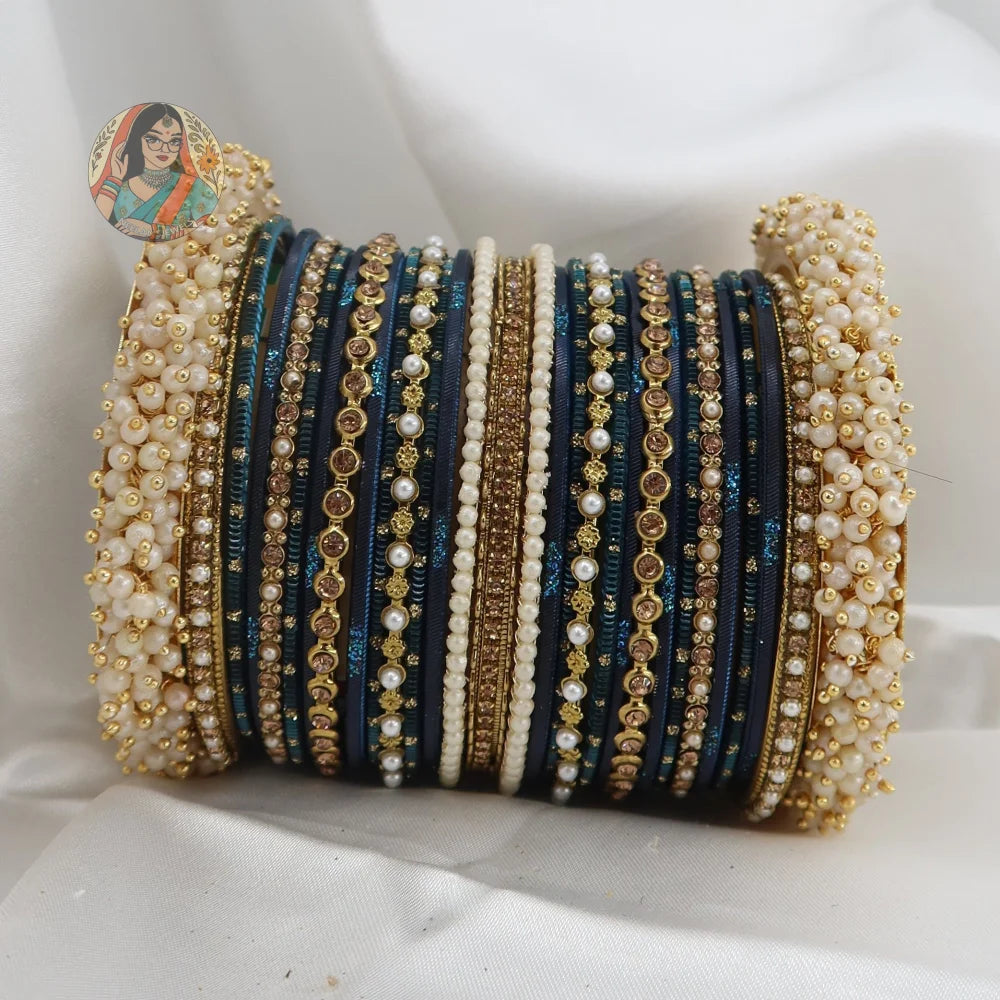 Preet Bangle Set: Midnight Blue