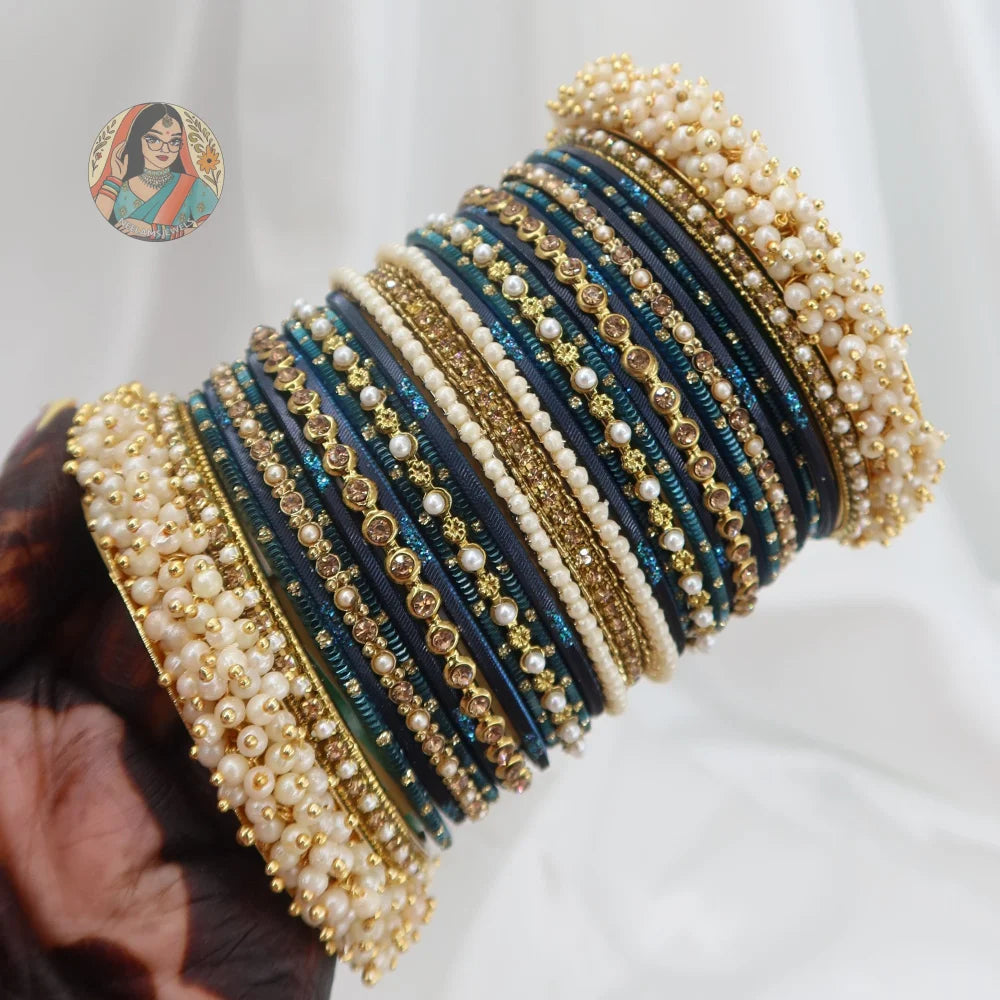 Preet Bangle Set: Midnight Blue
