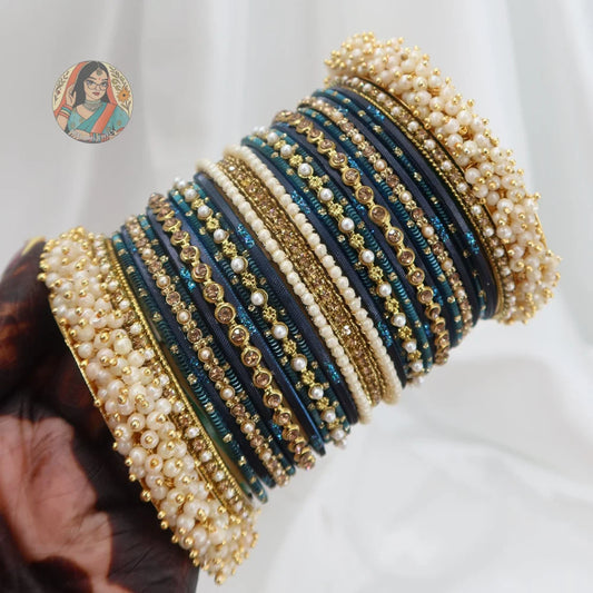 Preet Bangle Set: Midnight Blue