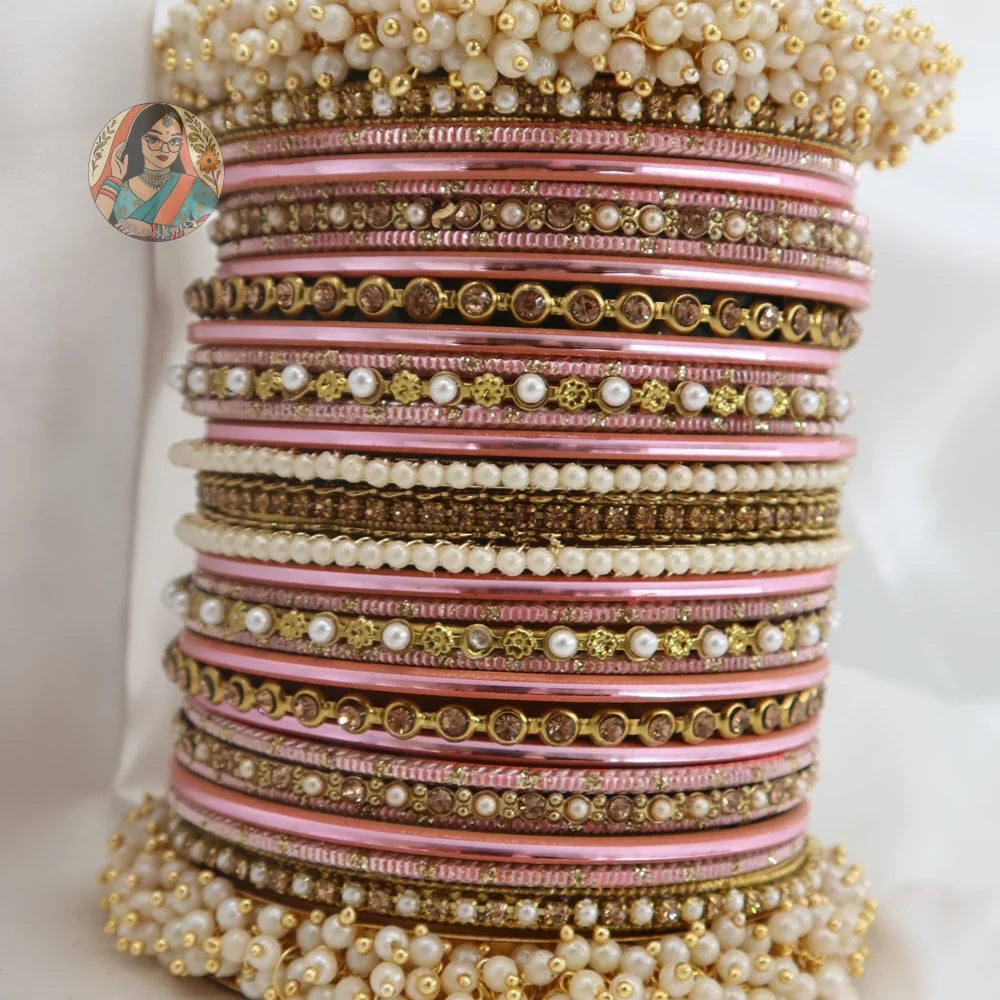 Preet Bangle Set: Pink