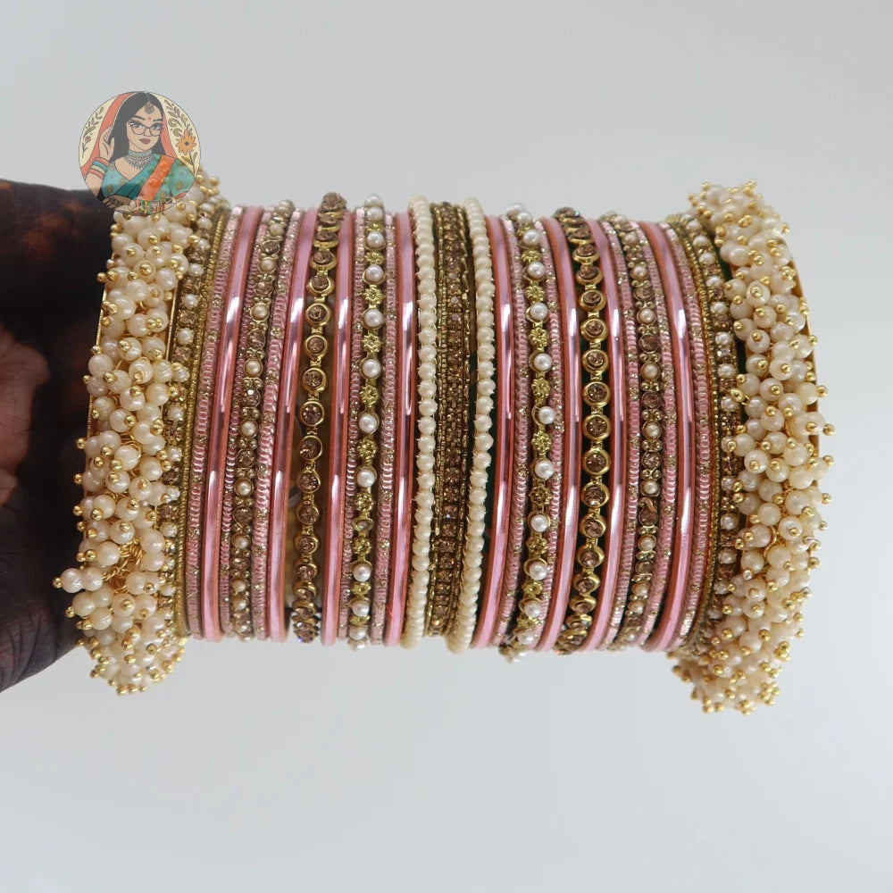 Preet Bangle Set: Pink