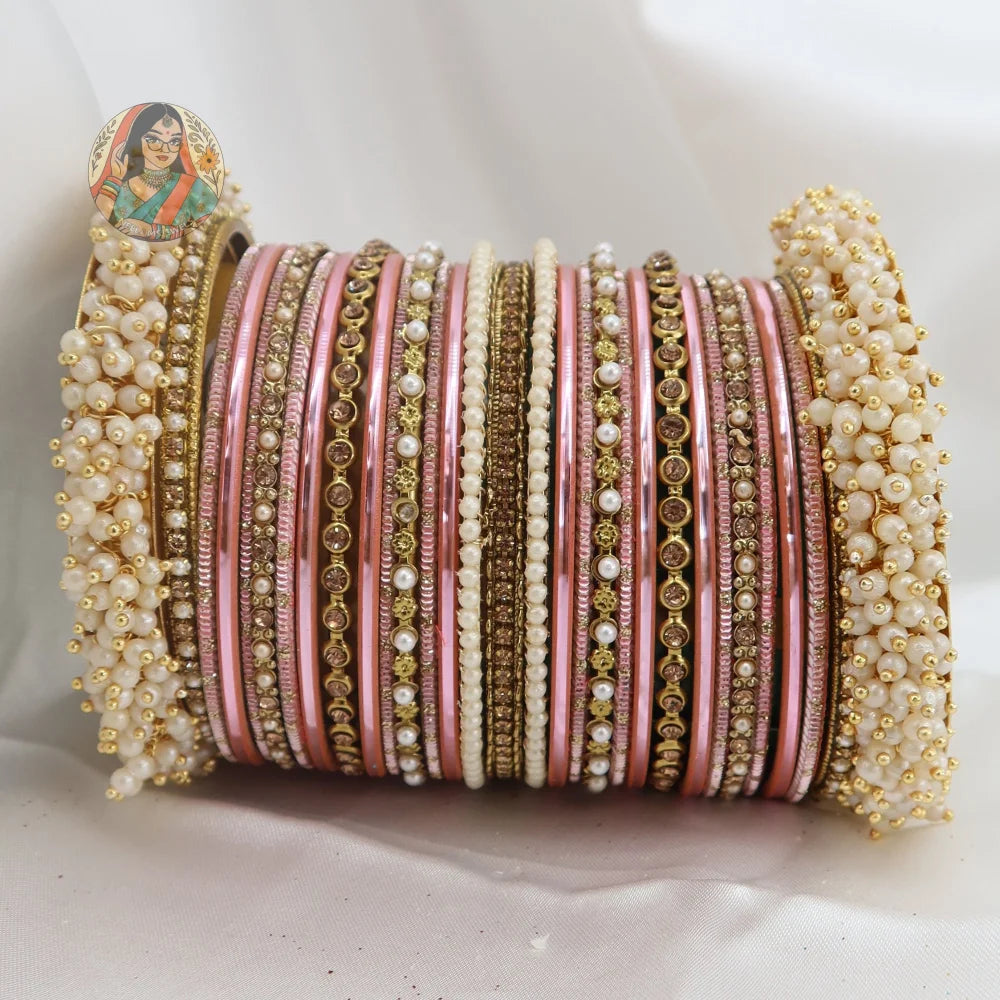 Preet Bangle Set: Pink