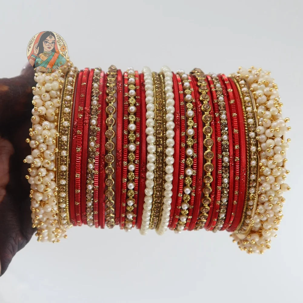 Preet Bangle Set: Red