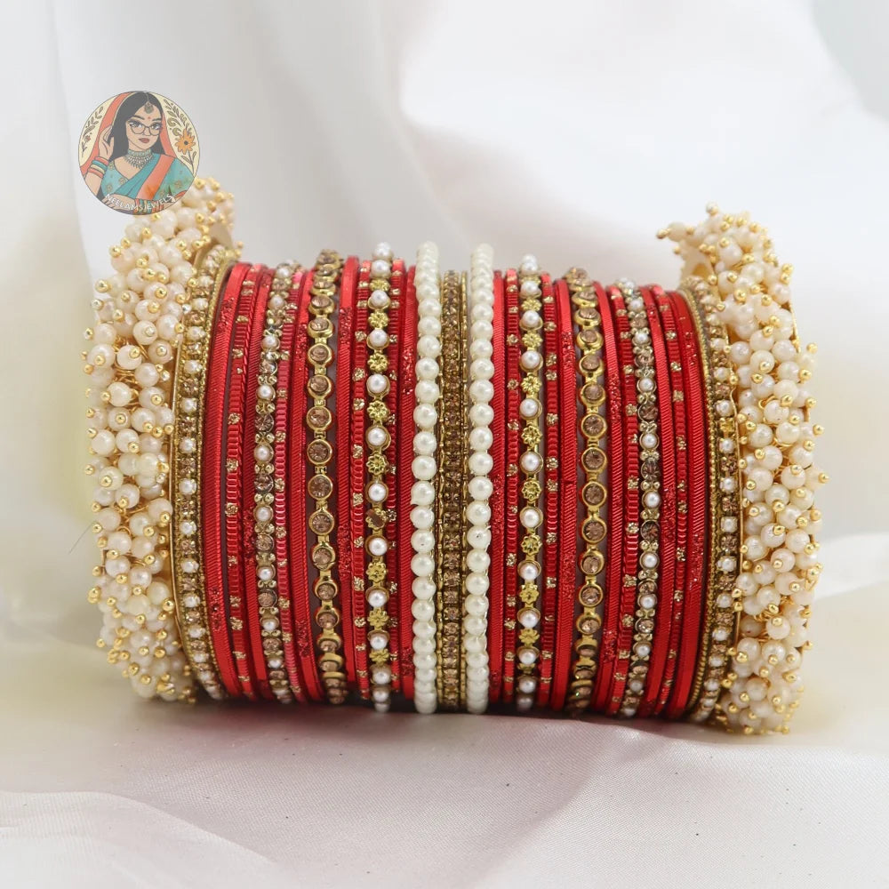 Preet Bangle Set: Red