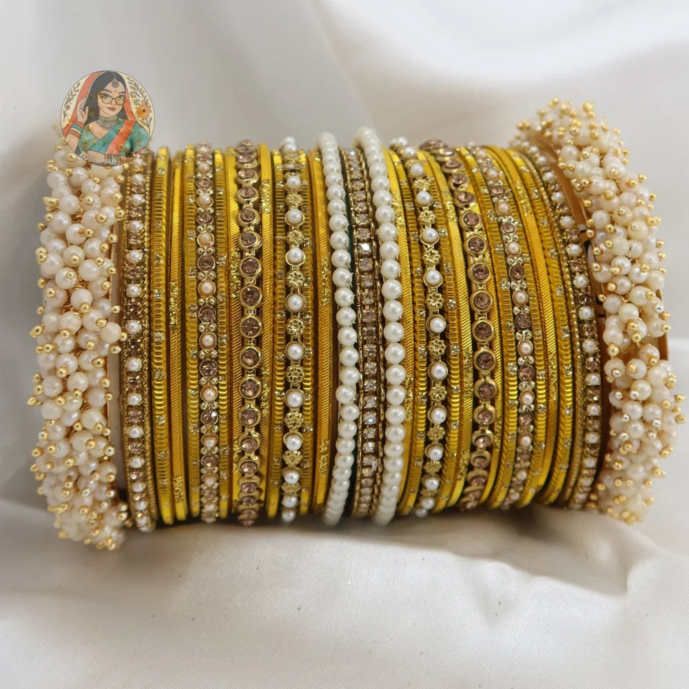 Preet Bangle Set: Yellow