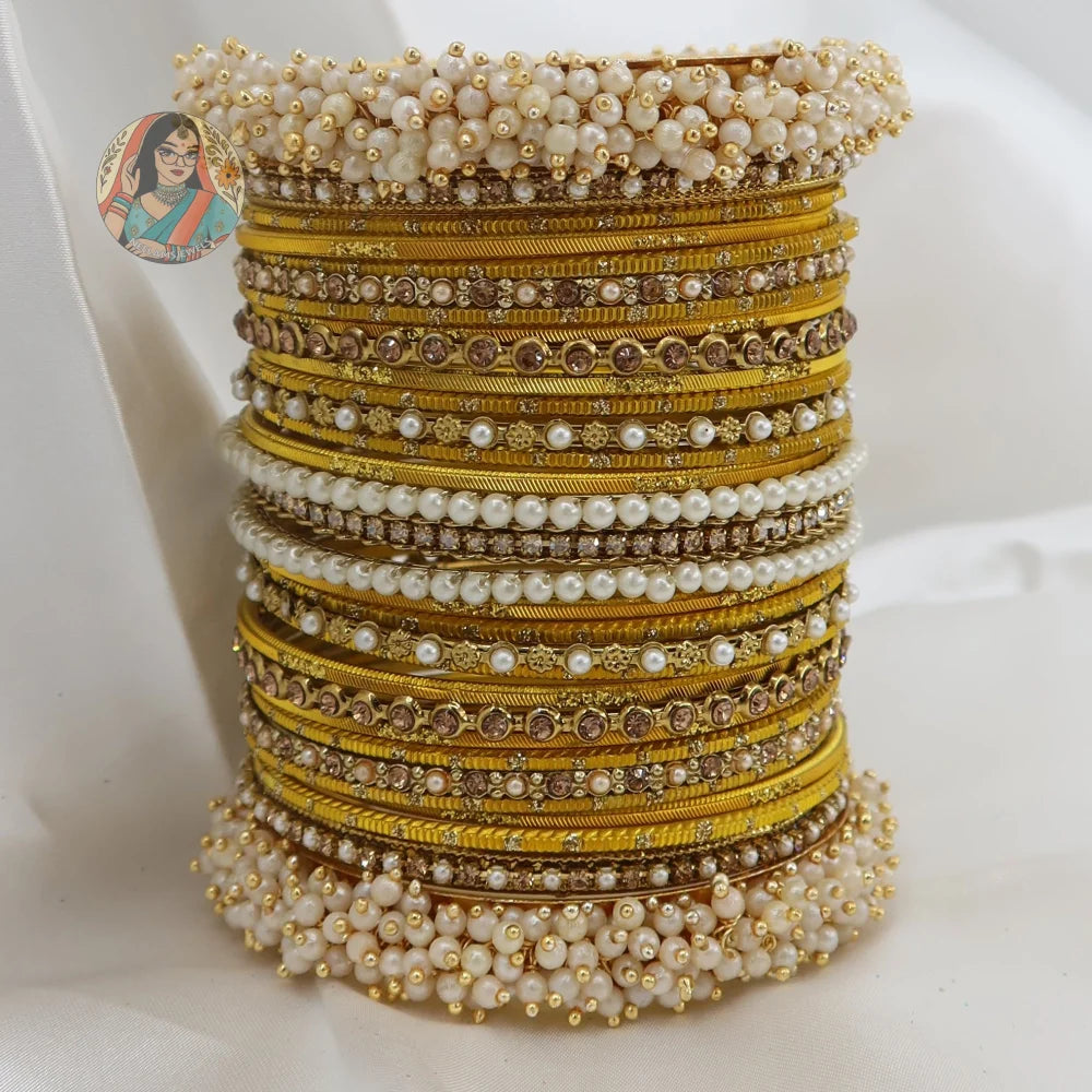 Preet Bangle Set: Yellow