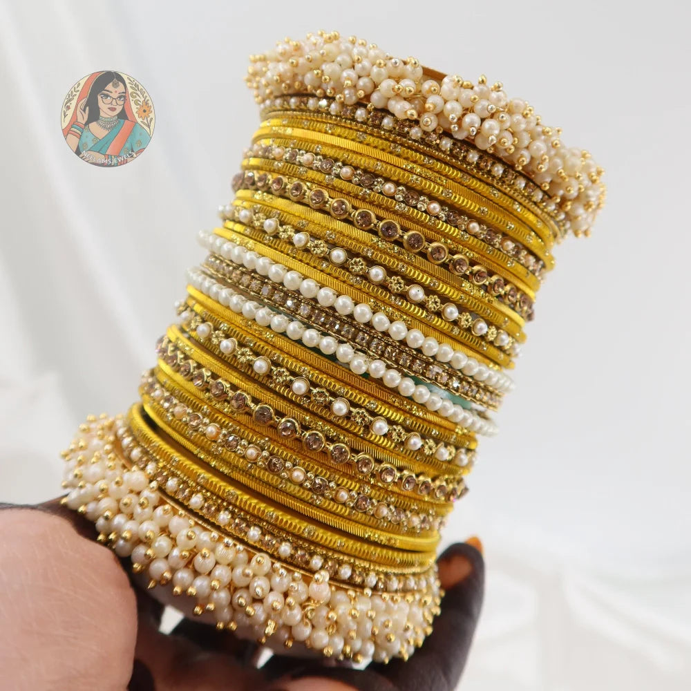 Preet Bangle Set: Yellow