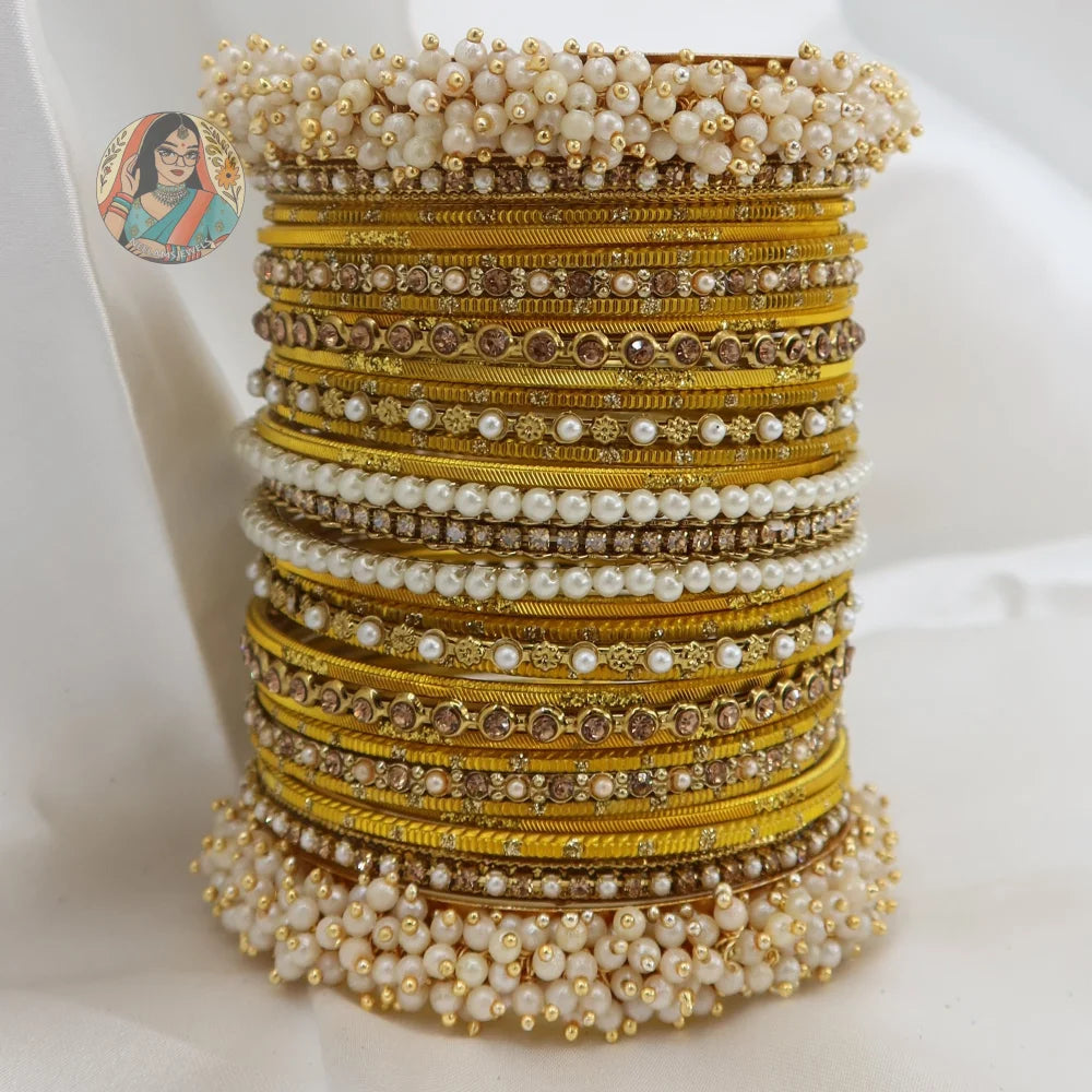 Preet Bangle Set: Yellow