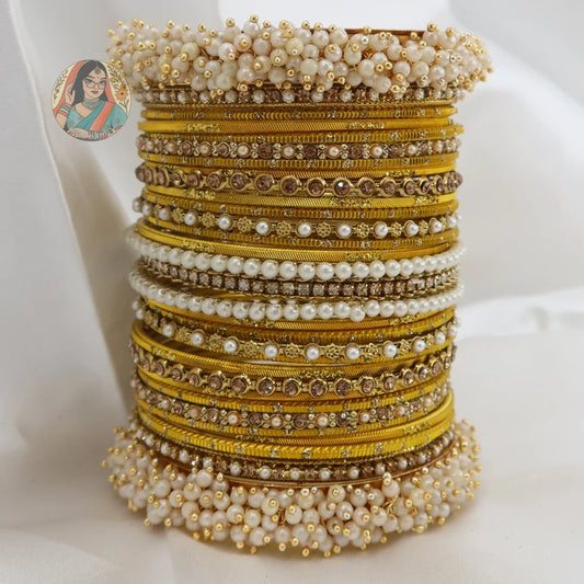Preet Bangle Set: Yellow