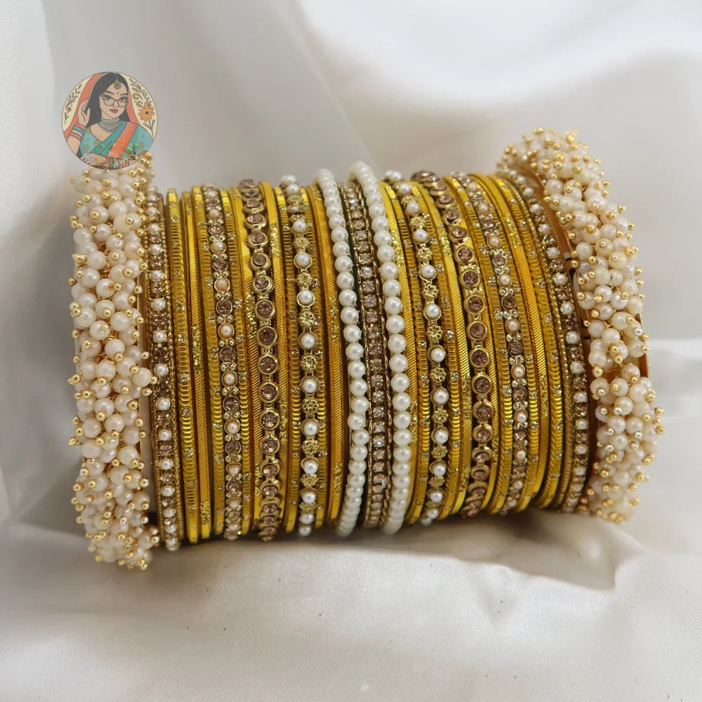 Preet Bangle Set: Yellow