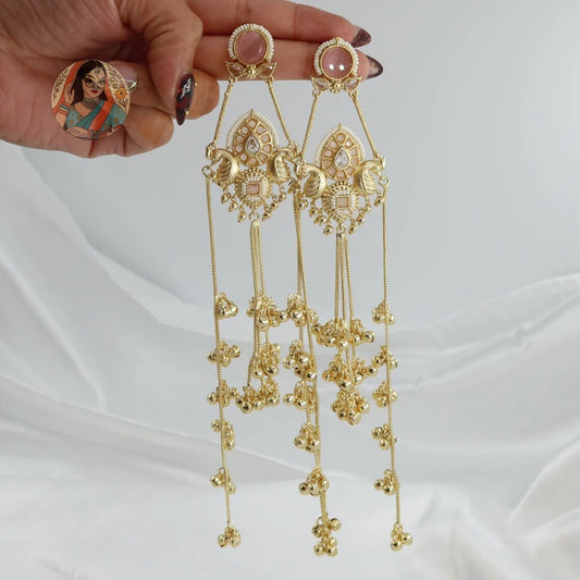 Preet Kashmiri Earrings - Baby Pink