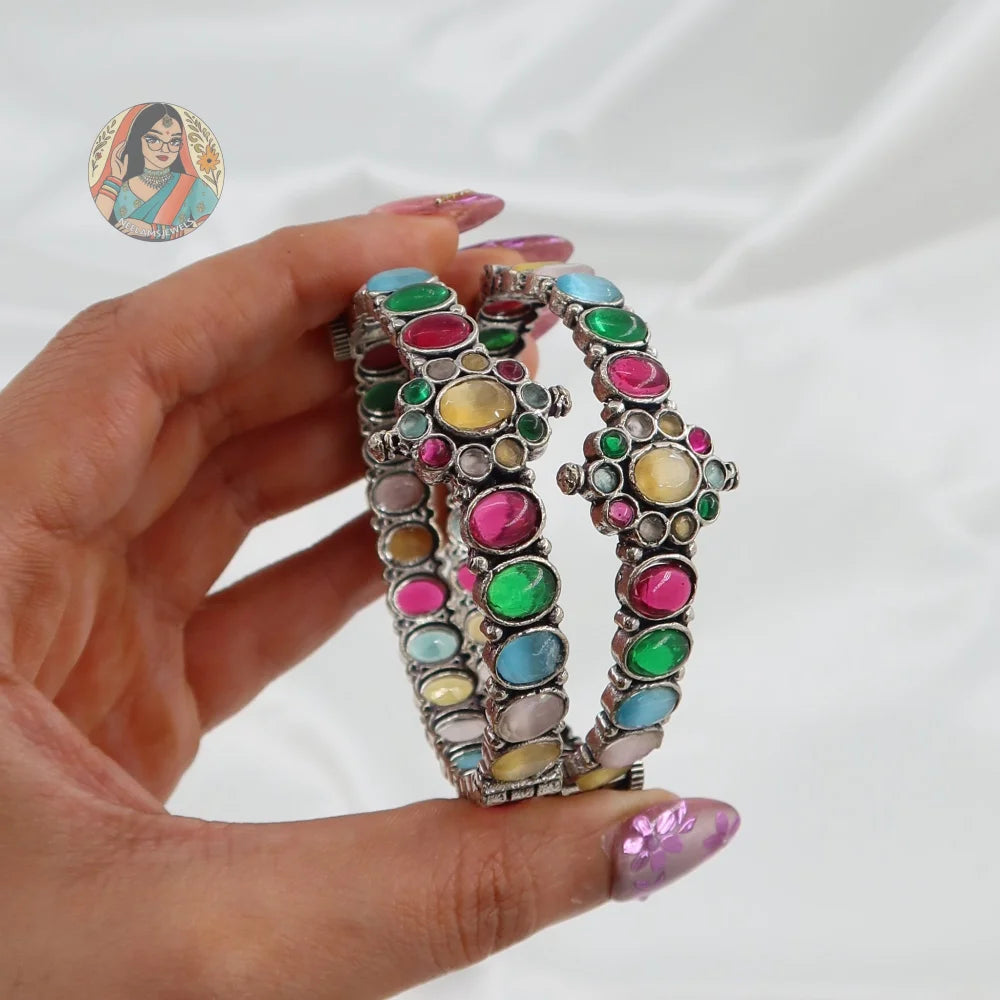 Preeti Silver Oxidized Bangles