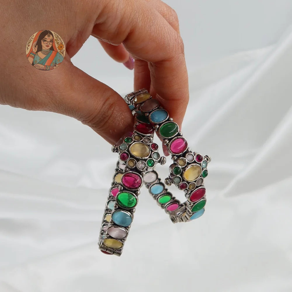 Preeti Silver Oxidized Bangles