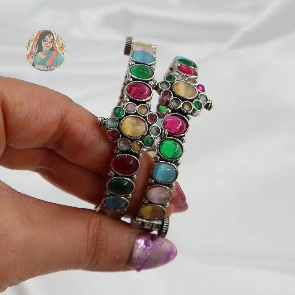 Preeti Silver Oxidized Bangles