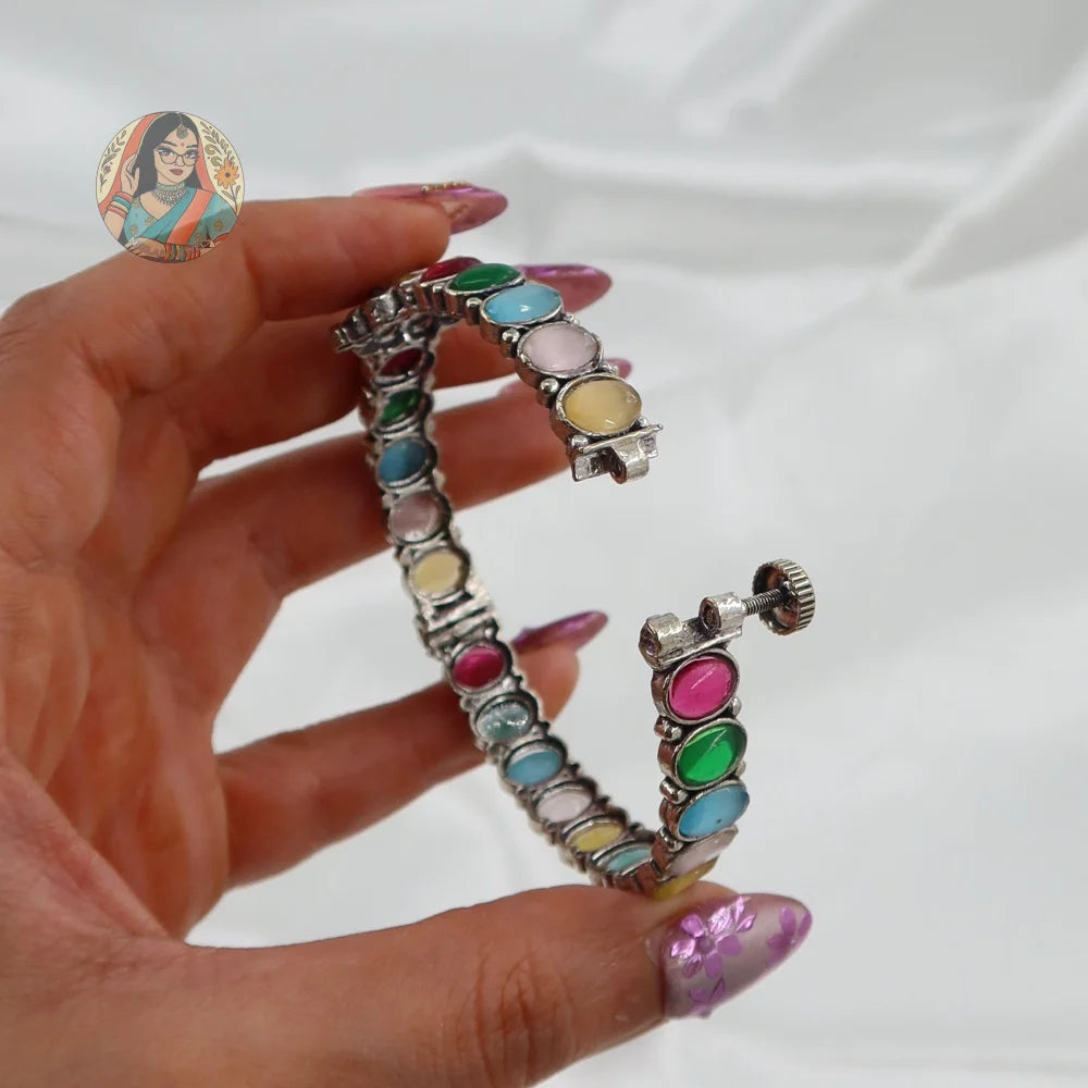 Preeti Silver Oxidized Bangles