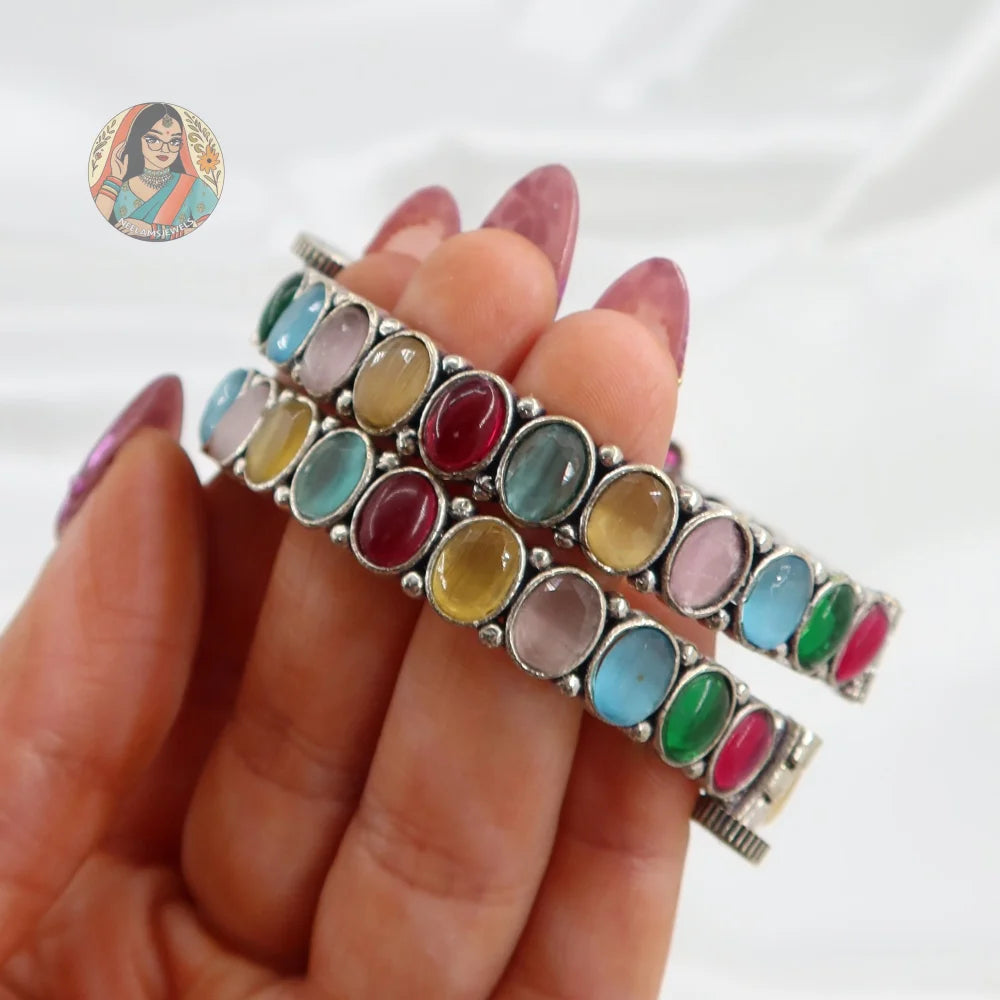Preeti Silver Oxidized Bangles