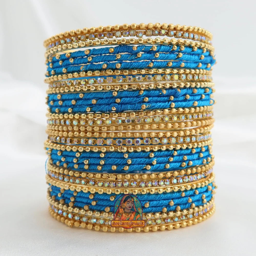 Preeti Threadwork Bangle Stack Bright Blue / 2.4