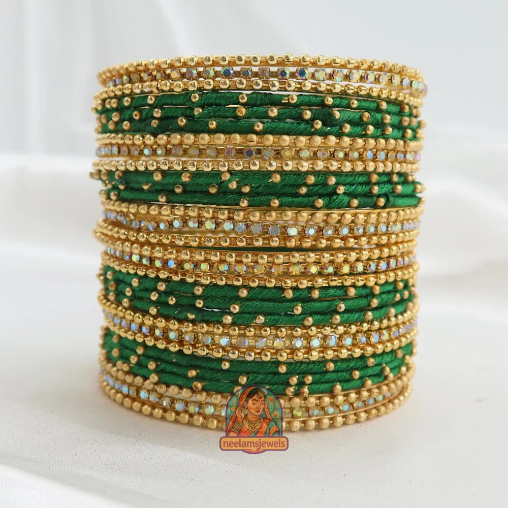Preeti Threadwork Bangle Stack Emerald Green / 2.4