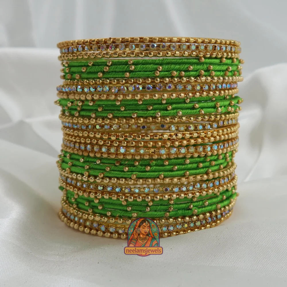 Preeti Threadwork Bangle Stack Green / 2.4