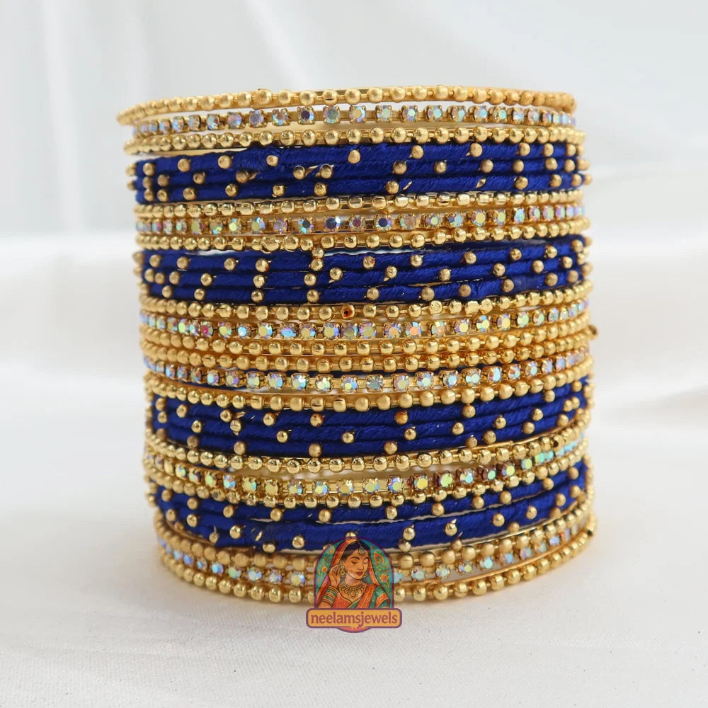 Preeti Threadwork Bangle Stack Navy Blue / 2.4