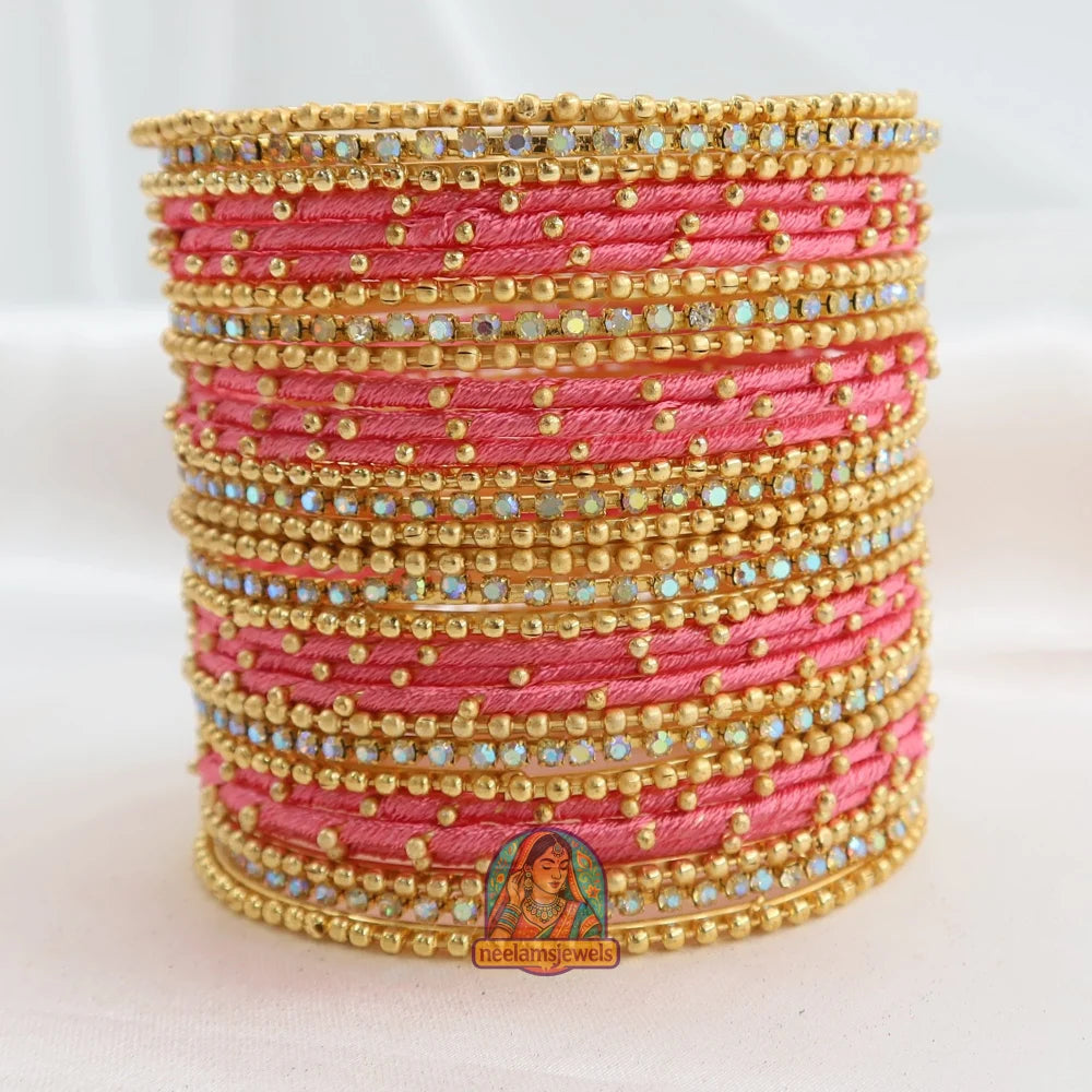 Preeti Threadwork Bangle Stack Pastel Pink / 2.4